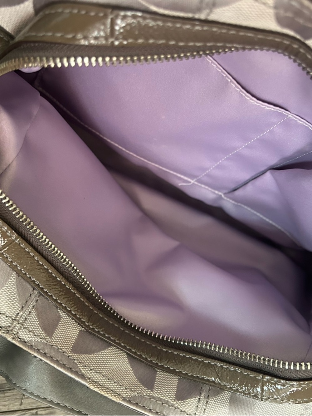 Coach Madison Op Art Hobo Shoulder Bag Silver Purple Lining - Picture 10 of 16